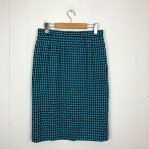 Vintage Wool Houndstooth Pencil Skirt Sz M